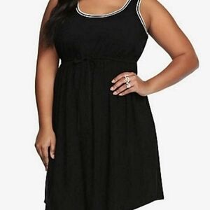 TORRID Ribbed drawstring tank sleeveless black dress size 2{This is Torrid size}